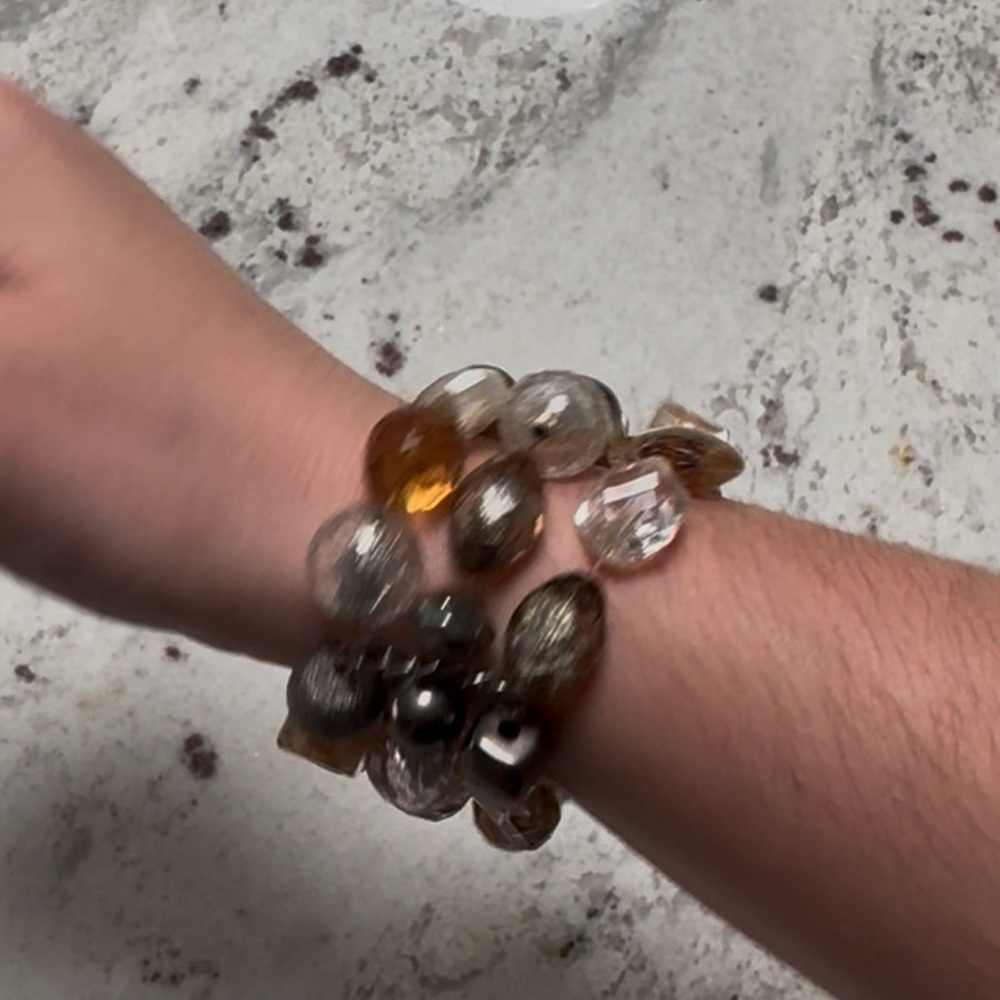 Crystal & Brown Beaded Bracelet Trio
